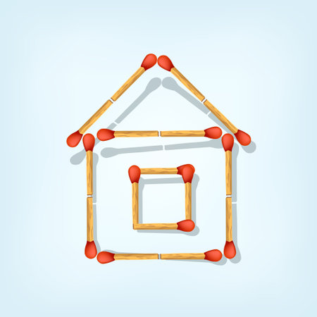 illustration of symbol of little house maked by matchesのイラスト素材