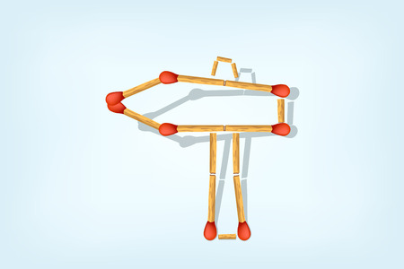 illustration of pointer made from matches on blue backgroundのイラスト素材