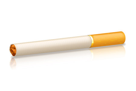 illustration of cigarette with orange filter on white backgroundのイラスト素材