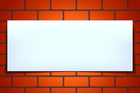 illustration of red brick wall with white banner on itのイラスト素材