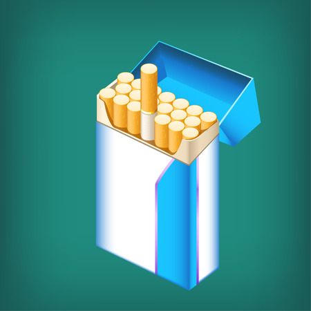 illustration of pack of cigarettes on blue backgroundのイラスト素材