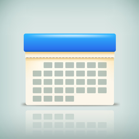 illustrtation of paper calendar with blue  part on grey background with reflectのイラスト素材