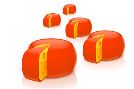 illustration of red head of cheese sliced on white backgroundのイラスト素材