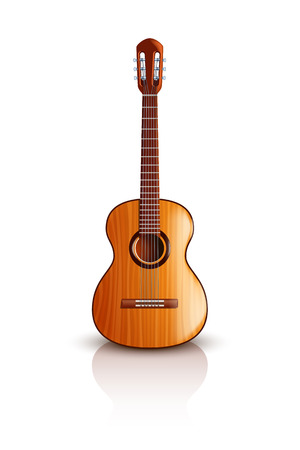 illustration of classic wooden guitar with front view on light backgroundのイラスト素材