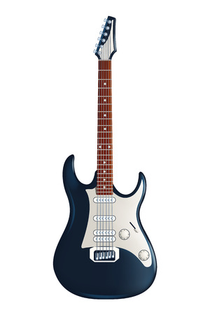 illustration of electric two color guitar with front view on white backgroundのイラスト素材