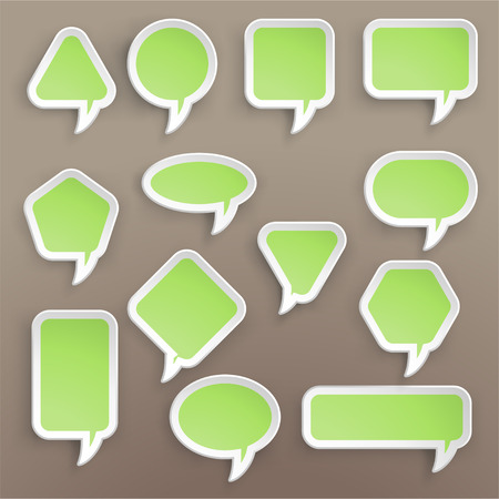 illustration of paper lists set with different shapes and green colorのイラスト素材