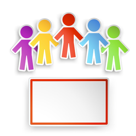 illustration of different color paper people group with white paper listのイラスト素材