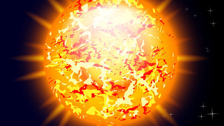 Illustration of solar system line of planets from sun to neptuneのイラスト素材