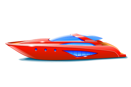 red yacht on whiteのイラスト素材