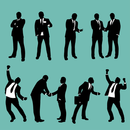 illustration of set of bussinesmen in different situationsのイラスト素材