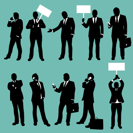 illustration of first set of businessmen in different situationsのイラスト素材