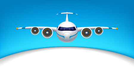 illustration of flying airplane in the blue sky with white color halfのイラスト素材