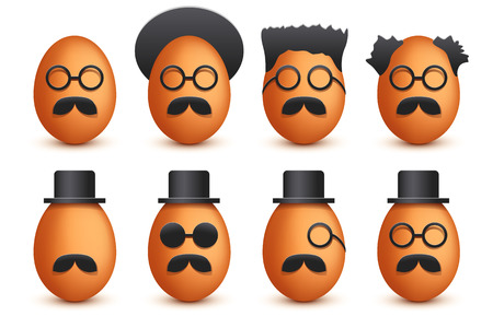 illustration of set of different types of looking eggs with shadowsのイラスト素材