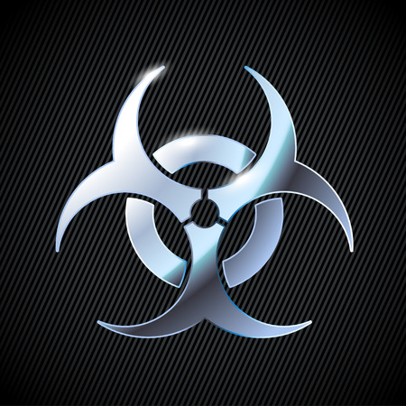 shiny biohazard metall sign on dark textured backgroundのイラスト素材