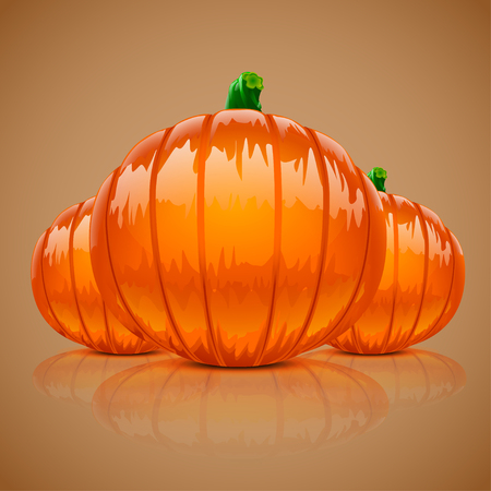 illustration of small set of three pumpkins with reflectのイラスト素材