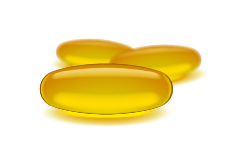 illustration of yellow pill omega 3 on white backgroundのイラスト素材