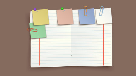 illustration of realistic single paper lists with a lot of smaller lists clapped cliped with shadowsのイラスト素材
