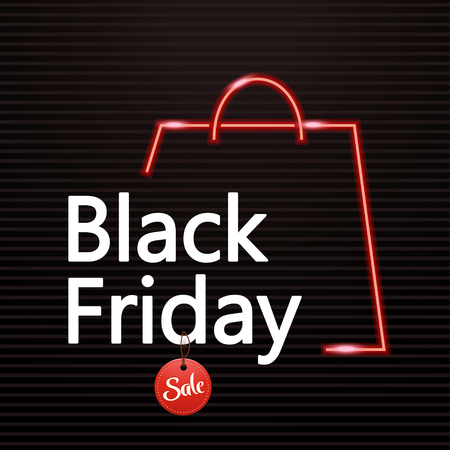 illustration of black friday big sale with bag shape on dark backgroundのイラスト素材