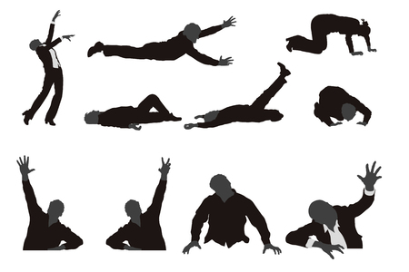 illustration of set of different zombie silhouettes isolatedのイラスト素材