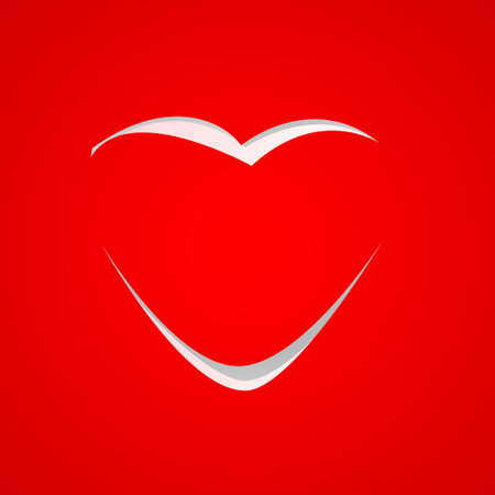 cartoon illustraion of red silhouette heart on red backgroundのイラスト素材