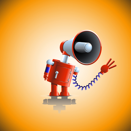 business red robot with loudspeaker are talkingのイラスト素材
