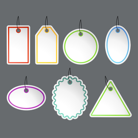 illustration of set of paper labels with different color strokesのイラスト素材