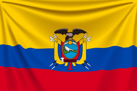 illustration of realistic flag of ecuador background with foldsのイラスト素材