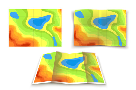 illustration of set of different variations of mountain map on white backgroundのイラスト素材