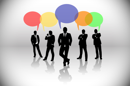 illustration of business team with colored labelsのイラスト素材