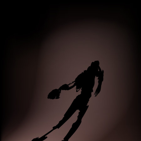 illustration of shadow zombie without head on the floorのイラスト素材