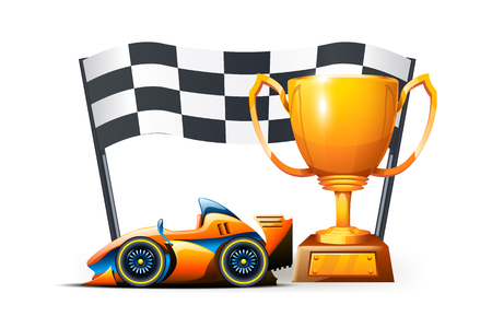 illustration of cup formula and flag on white backgroundのイラスト素材