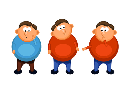 illustration of group fun cartoon guys playing on white backgroundのイラスト素材