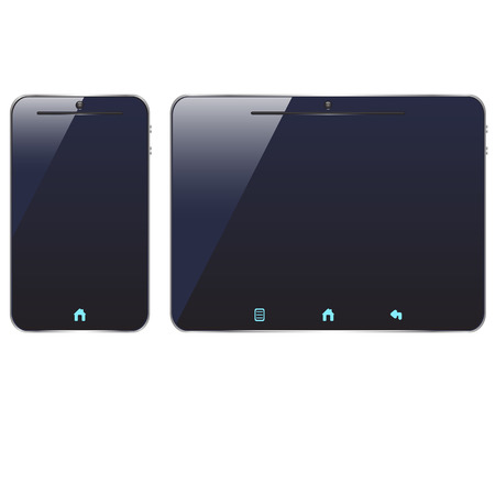 illustration of colored dark smart phone and tablet on white backgroundのイラスト素材
