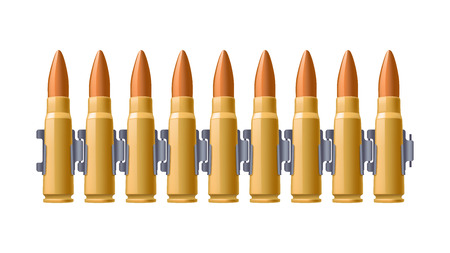 illustration of group of bullets on belt on white backgroundのイラスト素材