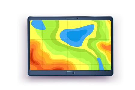 illustration of tablet with country map in screen on white backgroundのイラスト素材