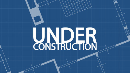 illustration of blueprint under construction word and house on blue backgoundのイラスト素材
