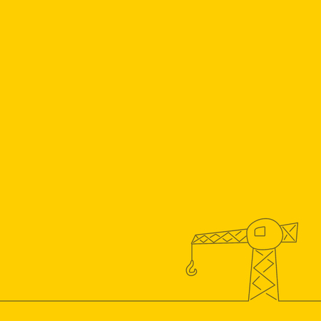 illustration of silhouette symbol of construction crane on yellow backgroundのイラスト素材