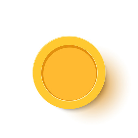 illustration of simple gold coin with shadow on white backgroundのイラスト素材