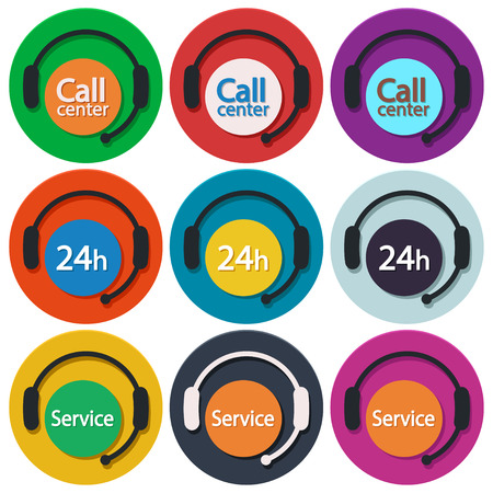 illustration of set of different color call canter icons isolatedのイラスト素材