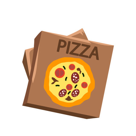 illustration of pair pizza boxes cartoon isolated on white backgroundのイラスト素材