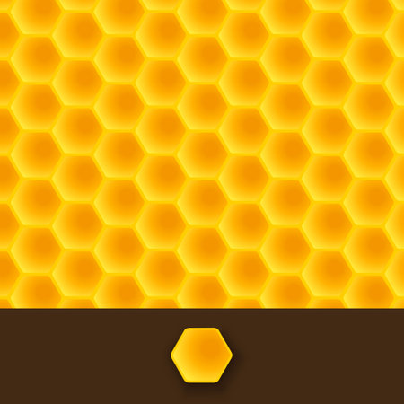 illustration of realistic gold color honeycomb background with brown bottomのイラスト素材