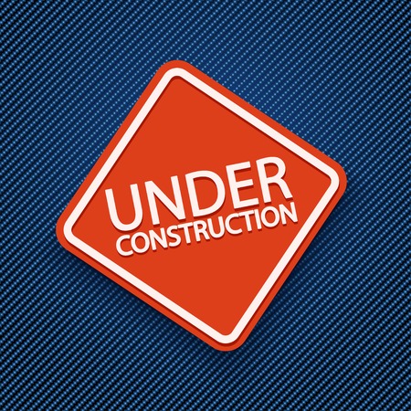 illustration of red sign under condtruction lying on blue jeans textureのイラスト素材