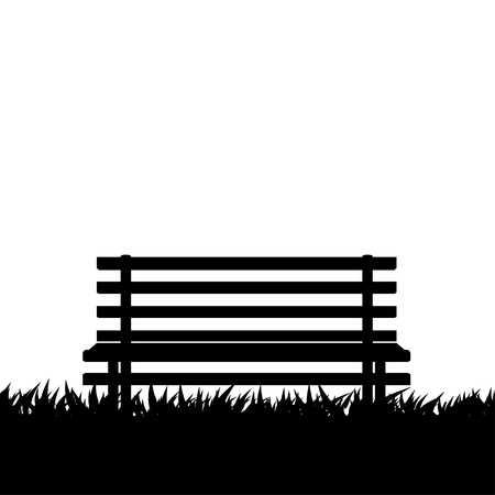 Silhouette bench on grassのイラスト素材