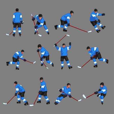 colored hockey player set 2のイラスト素材