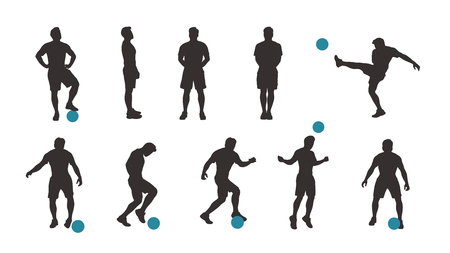 soccer player silhouette setのイラスト素材
