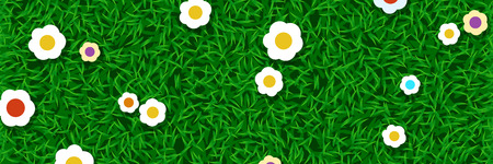 lawn grass with flowersのイラスト素材
