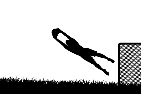goal keeper silhouetteのイラスト素材