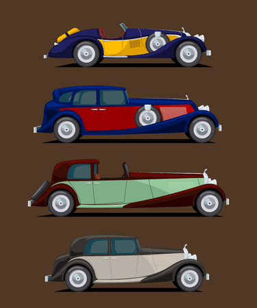 Retro cars setのイラスト素材