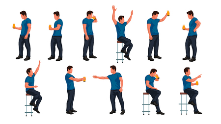 Man at party with beer setのイラスト素材