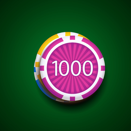 poker chips in green Vector illustration.のイラスト素材